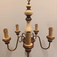 lampadario a 5 bracci in legno 