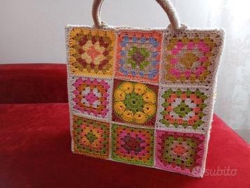 Borsa uncinetto quadri grammy