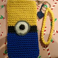 Porta Cellulare Minions  all'uncinetto in cordino 