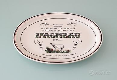 Piatto in Ceramica L'Agneau Gien France Vintage