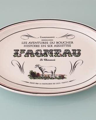 Piatto in Ceramica L'Agneau Gien France Vintage