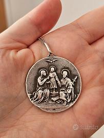 medaglia religiosa bifacciale in argento