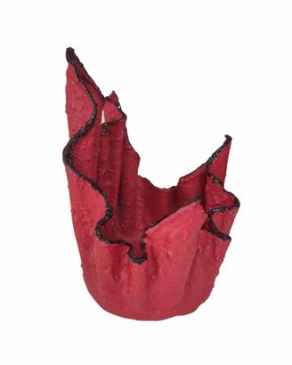 Coprivaso decorativo rosso con bordo nero “effetto