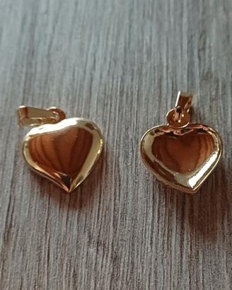 gioielli,2 ciondoli a forma di cuore,placcato oro