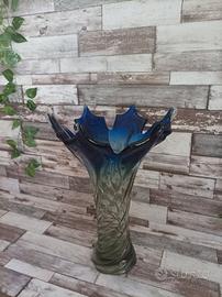 VASO VETRO MURANO FLAVIO POLI BLU SOMMERSO VINTAGE