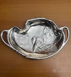 Vassoio vintage in metallo argentato stile Liberty