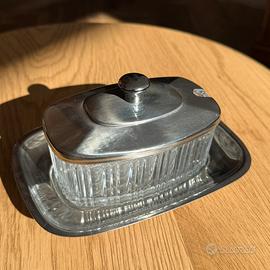 Formaggiera in vetro e acciaio inox