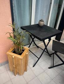 Fioriera in legno noce chiaro (Effetto rustico)