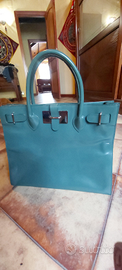 Furla borsa grande vera pelle verde con dust bag