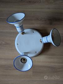 Faretto in ceramica bianco e blu 3x60w