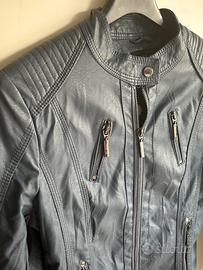 Giubbotto in simil pelle blu