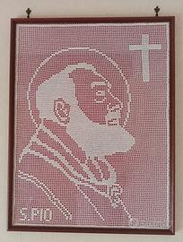 Ritratto Padre Pio ad Uncinetto metodo Filet