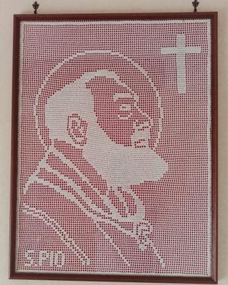 Ritratto Padre Pio ad Uncinetto metodo Filet