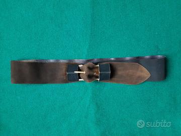 Cintura scamosciata bicolore nera  marrone anni 50