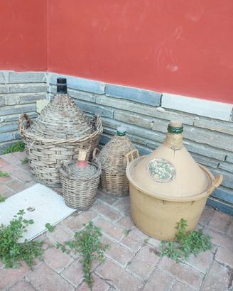 4 damigiane Vintage (Vetro e Vimini) Arredo