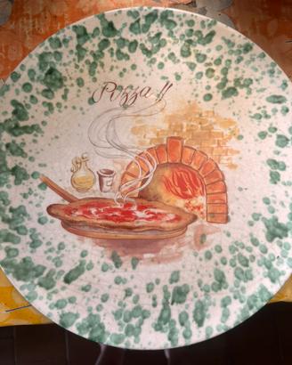 7piatti da pizza in ceramica decorata made inItaly