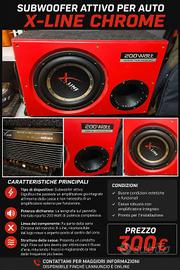 🔊 SUBWOOFER ATTIVO PER AUTO X-LINE CHROME 200W 🔊