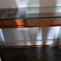 consolle in cristallo temperato e ciliegio