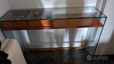 consolle in cristallo temperato e ciliegio