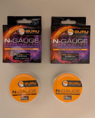 4 bobine monofilo filo pesca Guru N-Gauge