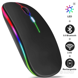 Mouse wireless Bluetooth ricaricabile, con USB