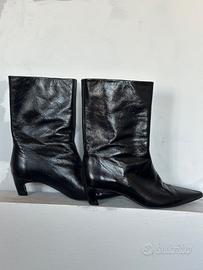 Stivali neri in pelle Massimo Dutti