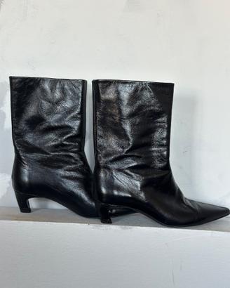 Stivali neri in pelle Massimo Dutti