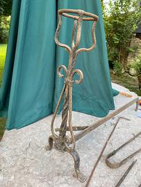 ALARE PER CAMINETTO IN FERRO BATTUTO CON ACCESSORI