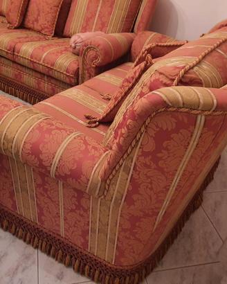 Vintage in tessuto damascato rosa antico e oro