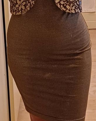 Abito/tubino MaxMara color bronzo lurex, taglia 42