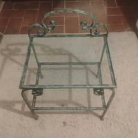 TAVOLINO / COMO' IN FERRO BATTUTO/VETRO