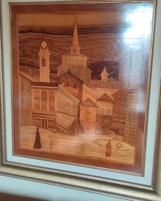 quadro intarsio vedutai Piazza del Duomo a Firenze