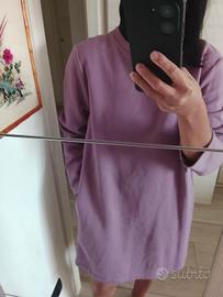 Abito mini felpato maniche lunghe tgM lilla Zara