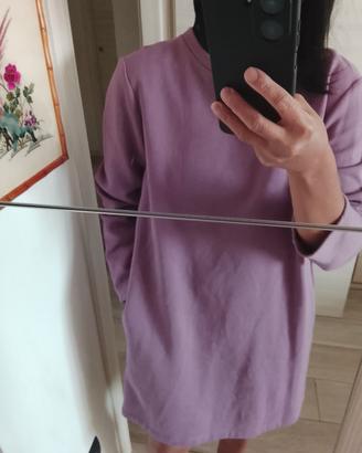 Abito mini felpato maniche lunghe tgM lilla Zara