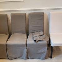 4 sedie con coprisedie in cotone