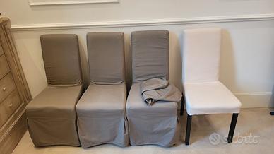 4 sedie con coprisedie in cotone