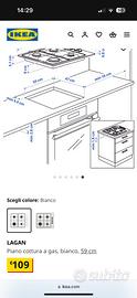 Piano cottura a gas Lagan Ikea nuovo imballato