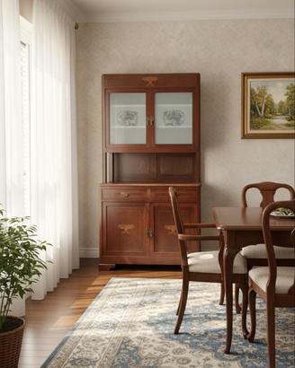 Mobie Madia vintage legno massello vetri decorati
