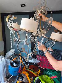 Lampadario con lume e applique Cantori