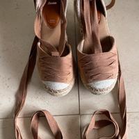 Espadrillas con lacci colore beige/marrone