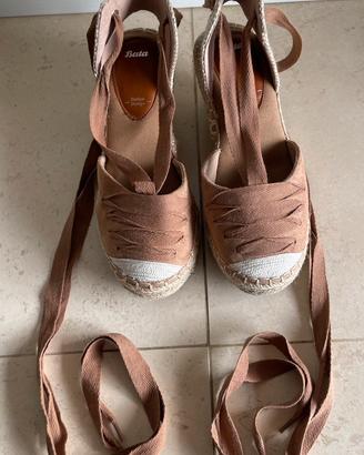 Espadrillas con lacci colore beige/marrone
