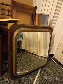 specchio anni 60/70 quadrato in legno, di design 
