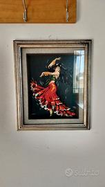 Quadro vintage mezzo punto, raffigurante ballerina