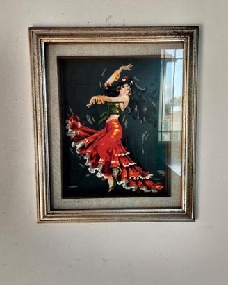 Quadro vintage mezzo punto, raffigurante ballerina