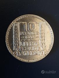 10 franchi 1930 monete in argento 0,68 g 10