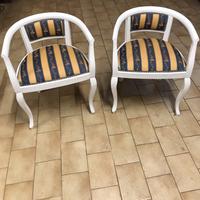 Poltroncine vintage stile impero in legno e stoffa