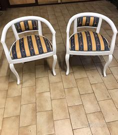 Poltroncine vintage stile impero in legno e stoffa