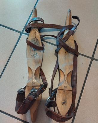 pattini legno ghiaccio d'epoca 