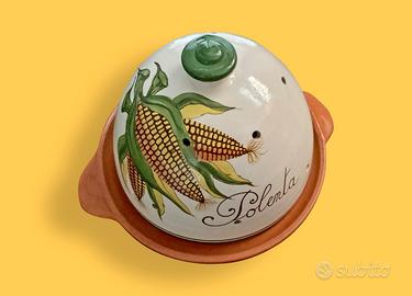 Porta polenta in terracotta dipinta a mano