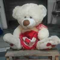 Peluche Orsetto Bianco con Cuore Riempibile 